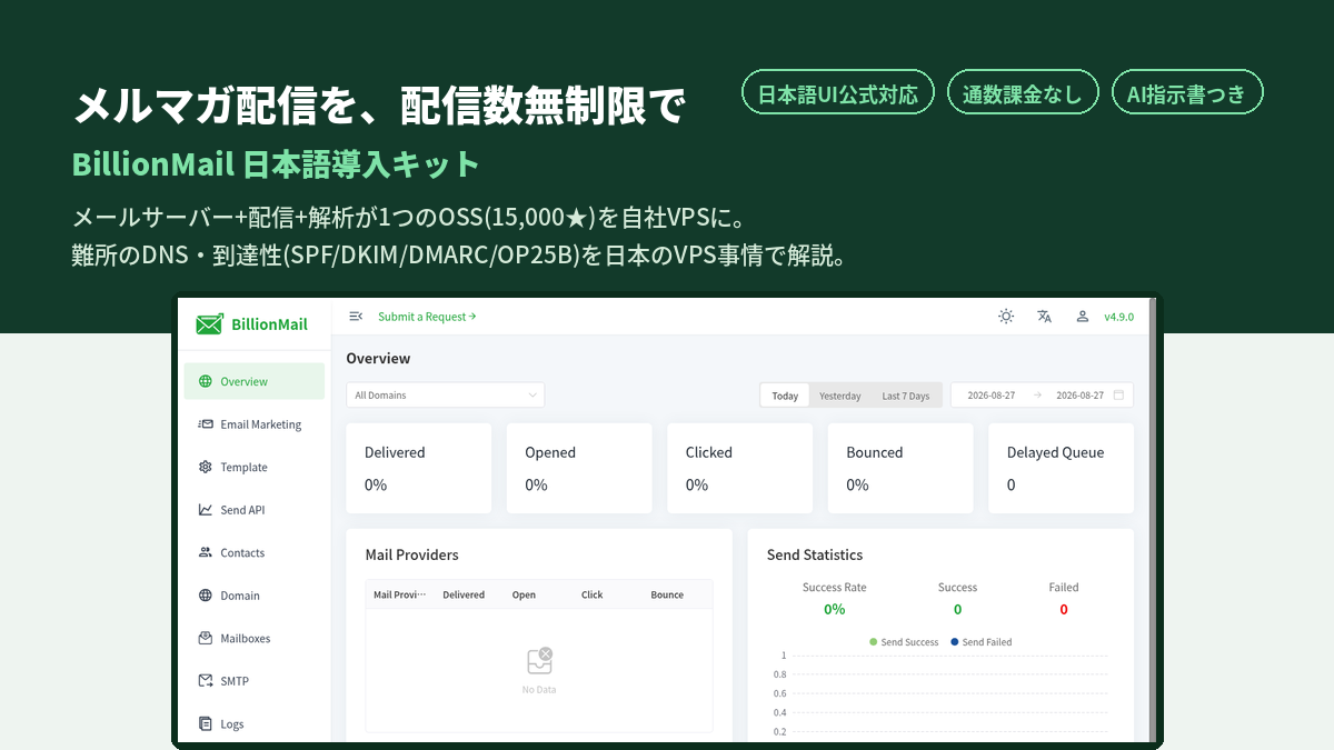 BillionMail 日本語導入キット（VPS編）