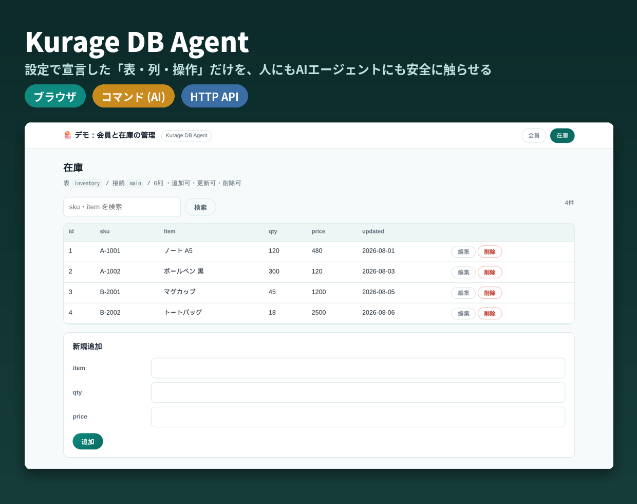 データベース管理ツール（kdbagent）